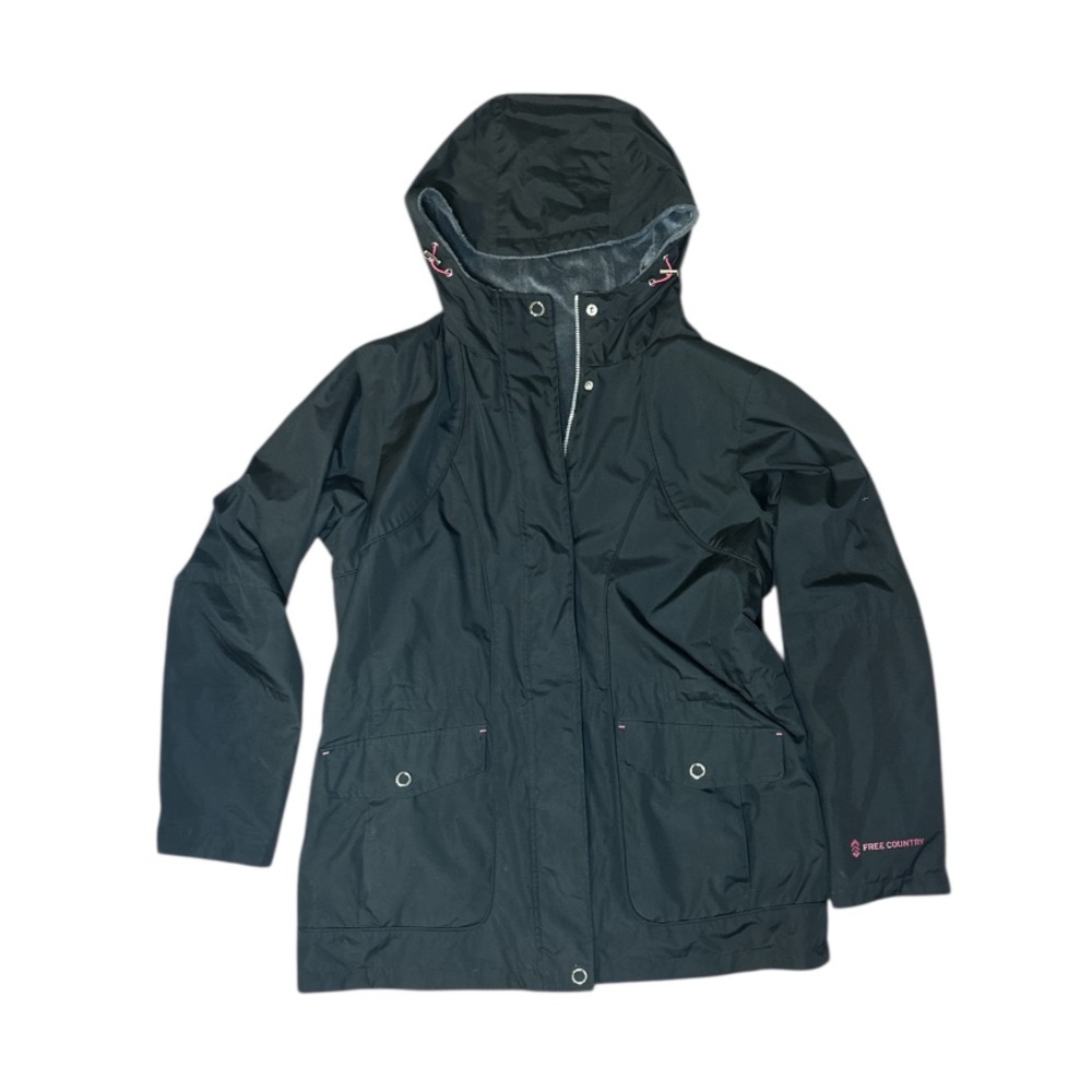 Free Country Black Hooded Rain Jacket